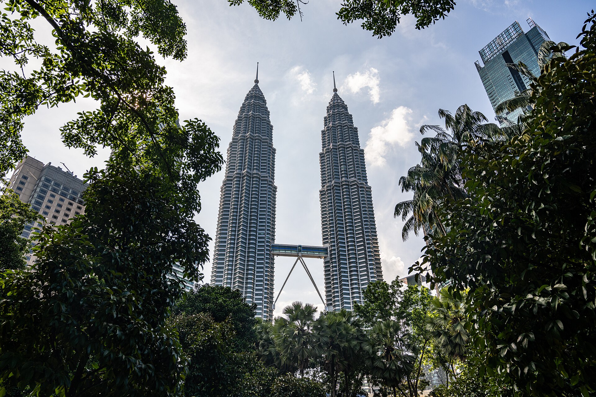 Petronas Twin Towers seen from KLCC Park in Kuala Lumpur