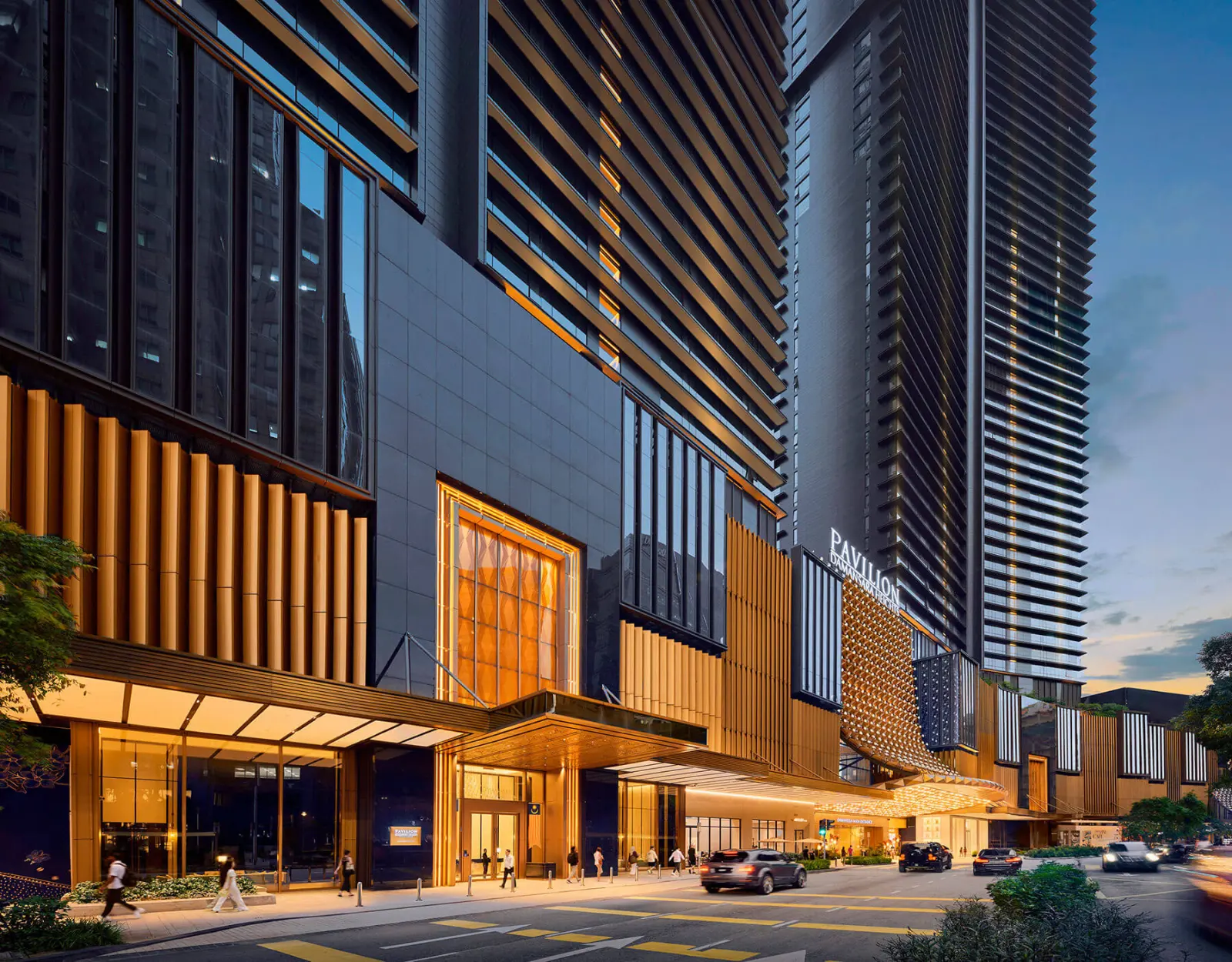 Pavilion Damansara Heights mall entrance with the development rising above the retail podium