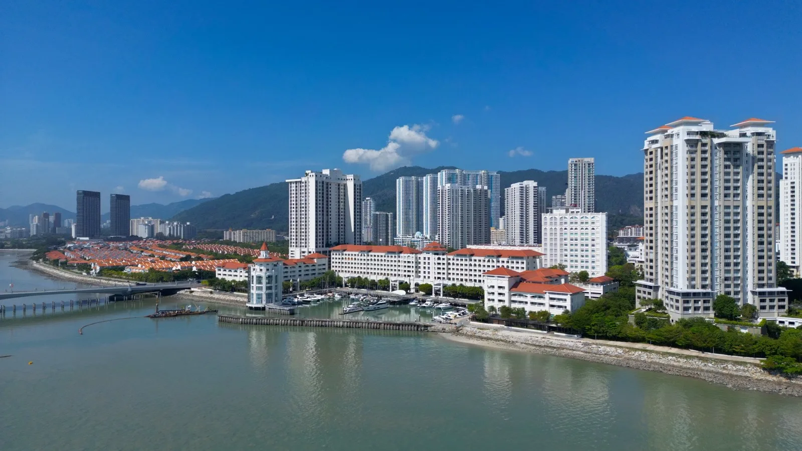 Modern high-rise condominiums along the Tanjong Pinang waterfront in George Town, Penang