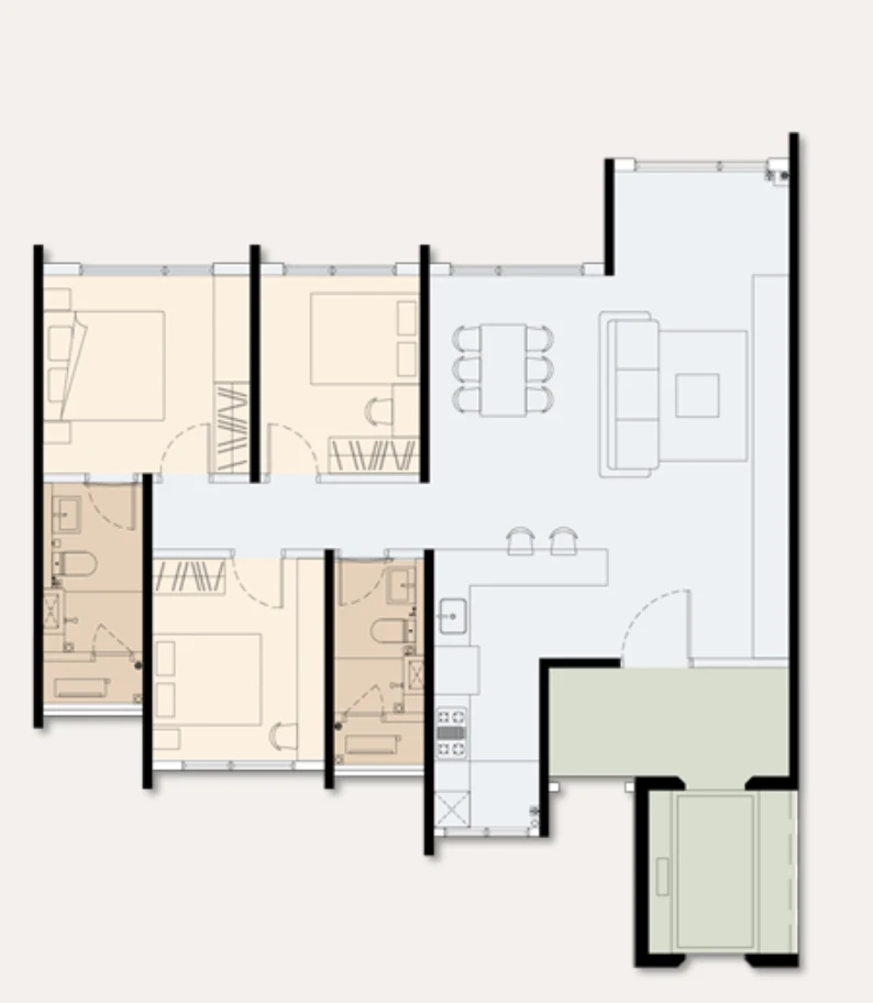 Accent Residence TYPE C2 1165 SF floor plan