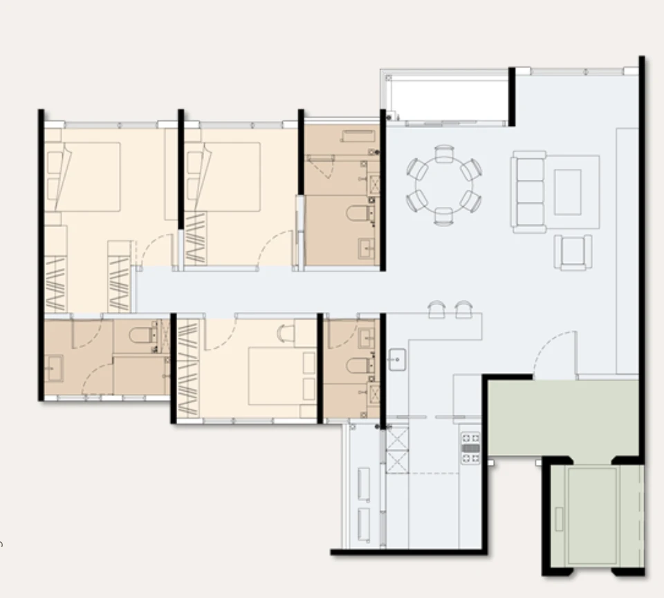 Accent Residence TYPE B2 1574 SF floor plan