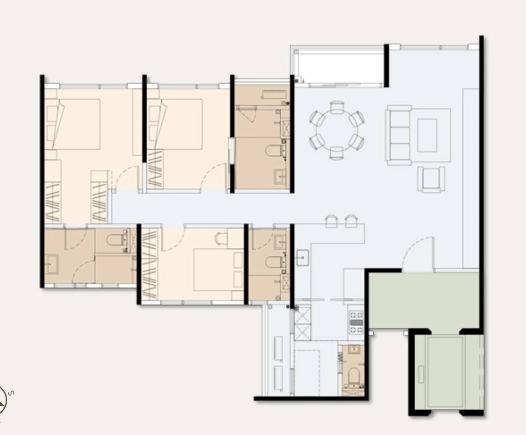 Accent Residence TYPE B1 1574 SF floor plan