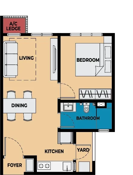 Brixton @ Causewayz Square Type C 474SF floor plan