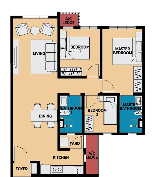 Brixton @ Causewayz Square Type E2 850SF floor plan