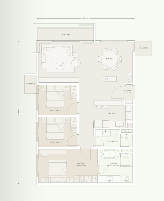 TYPE E1 · 1260 SQFT