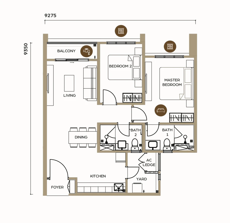 LUNAR Seputeh 2 ROOM 841 SQFT floor plan