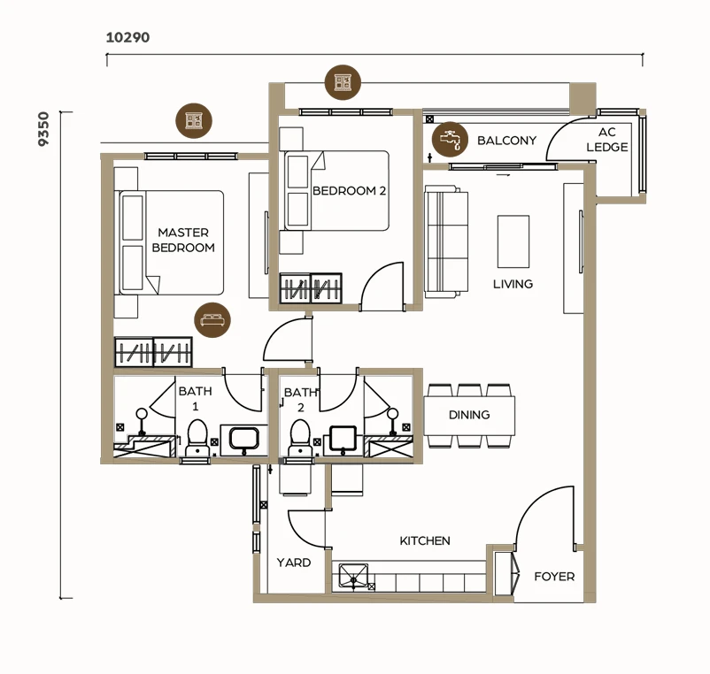 LUNAR Seputeh 2 ROOM 841 SQFT floor plan