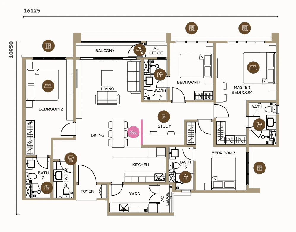 LUNAR Seputeh 4 ROOM 1646SFT floor plan