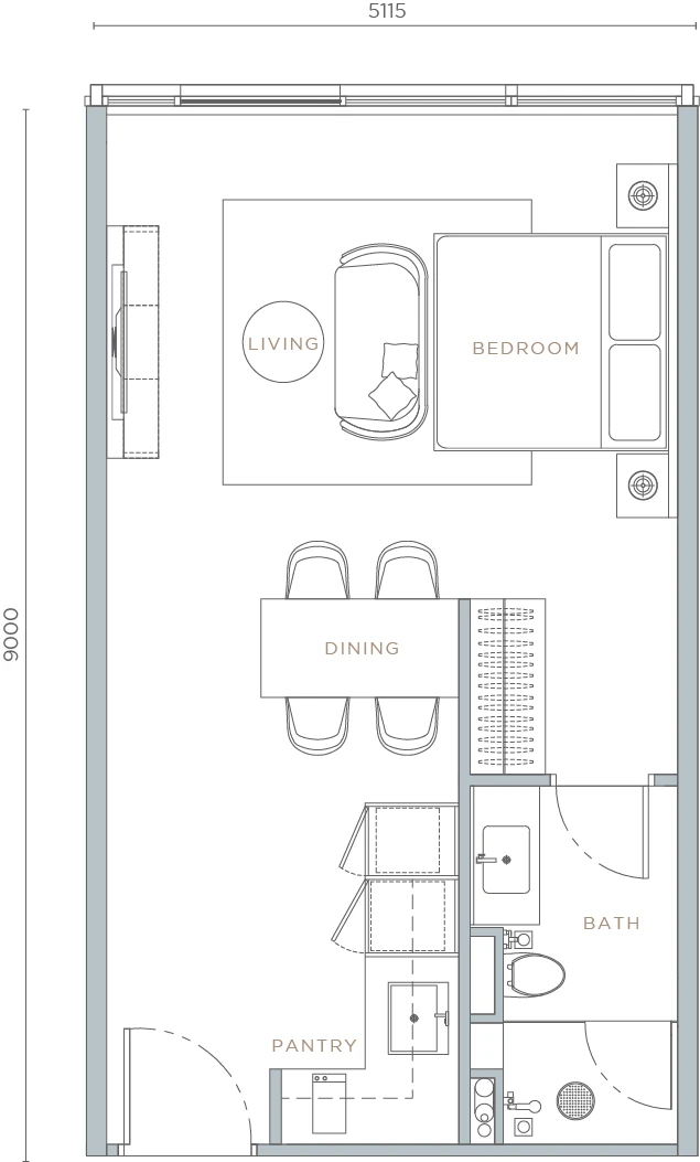 Orion Residence TYPE A1
STUDIO UNIT
495 SQ.FT. floor plan