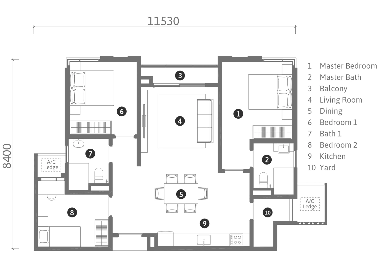 Ren Residence TYPE A ·920 SQFT floor plan