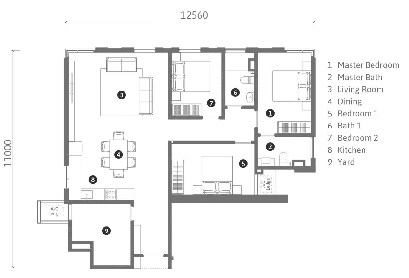 Ren Residence TYPE B3 · 1120 SQFT floor plan
