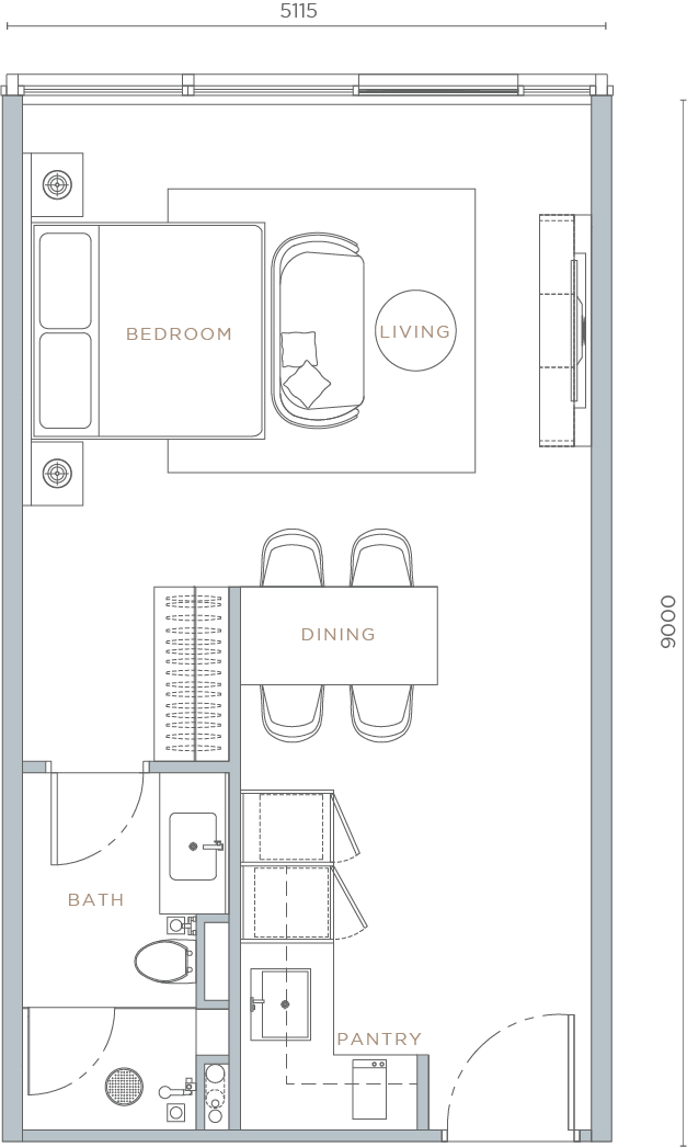 TYPE A2
STUDIO UNIT
495 SQ.FT.