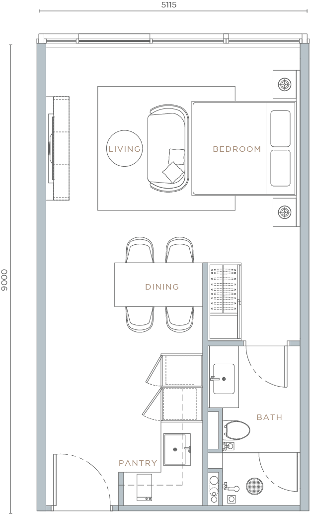 TYPE A4
STUDIO UNIT
491 SQ.FT.