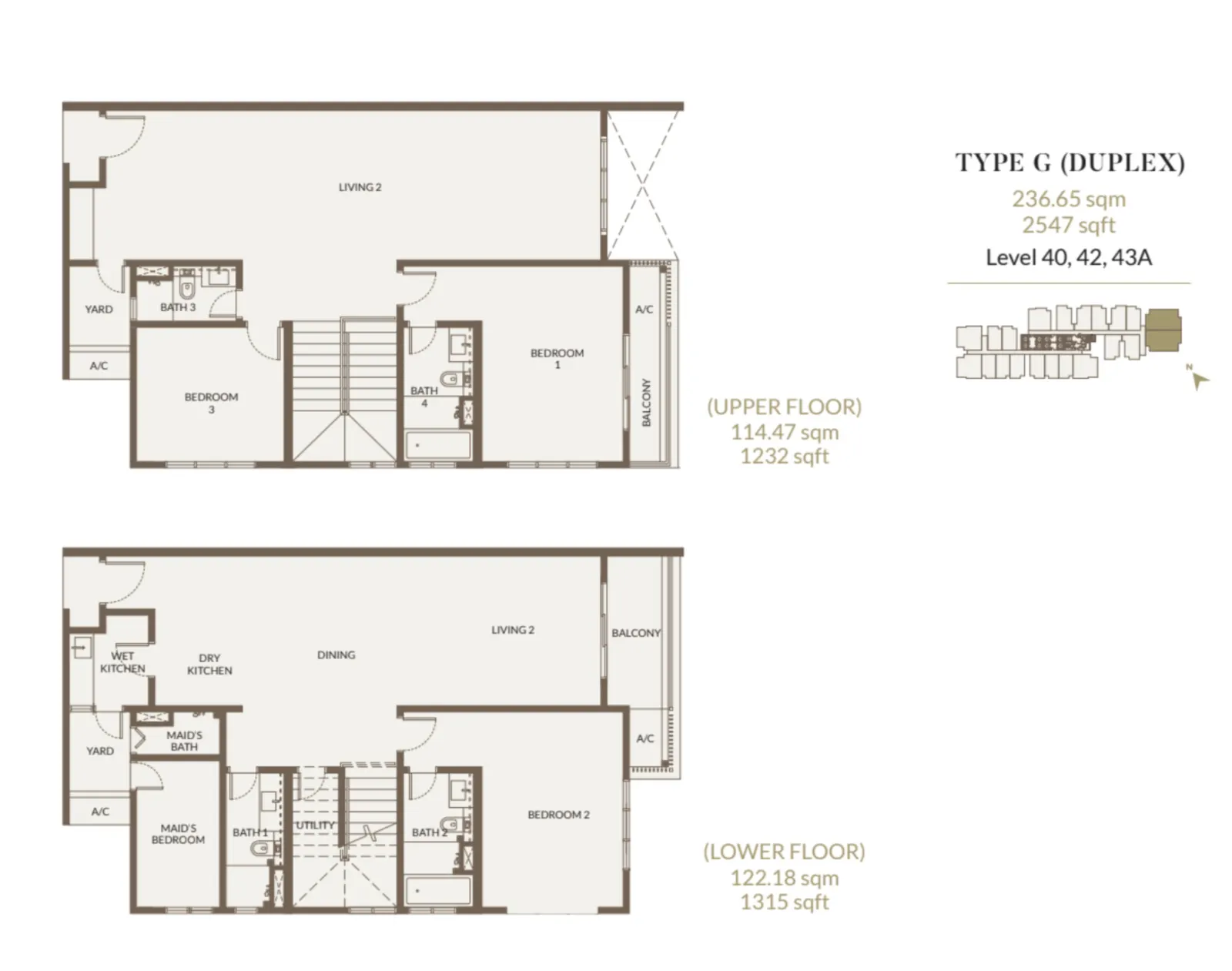 Aethera Residences Type G - 236.65sqm - 2547 sqft - Duplex floor plan
