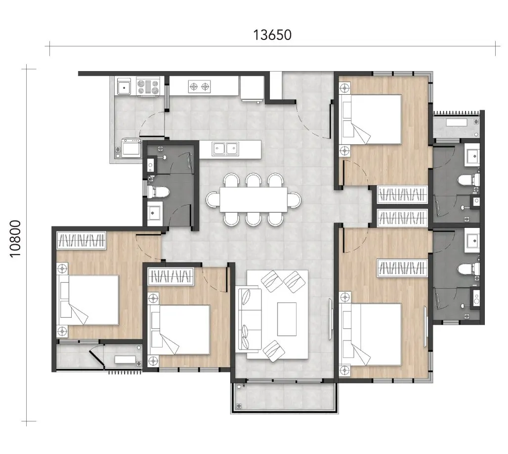 Amara Residence Type D - 1,272sf floor plan