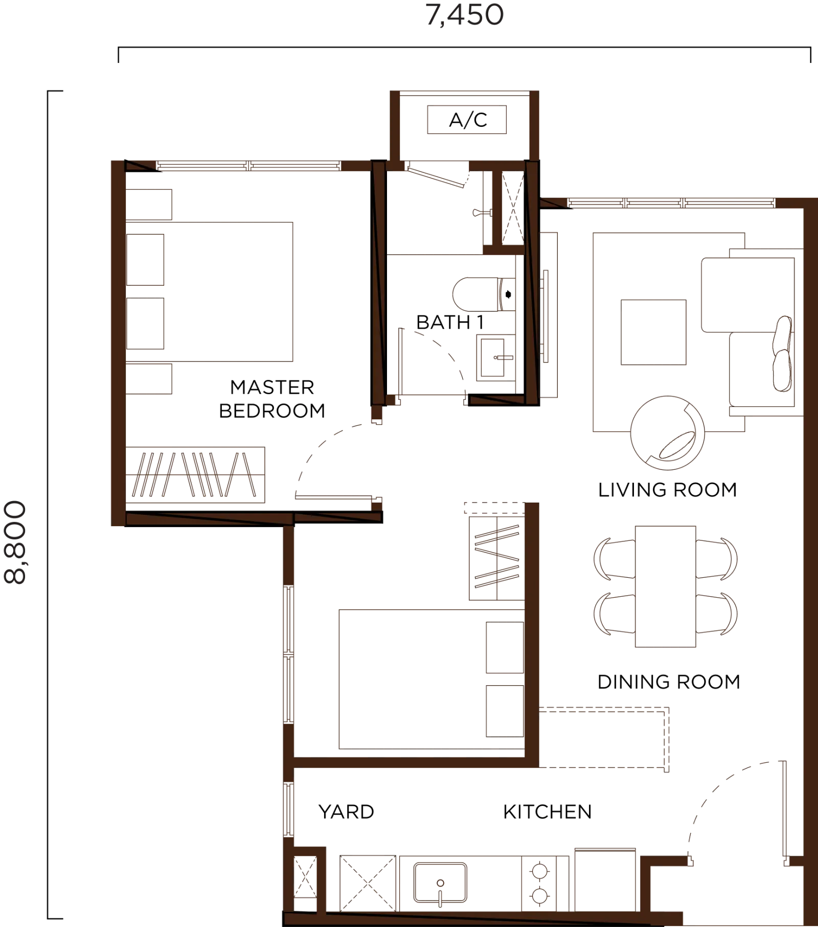 Amberwood Residences Type A, 560sft floor plan