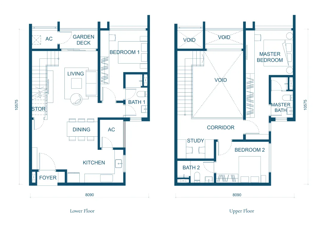 Aricia Residences Type D2 - 1,420 sq.ft. floor plan