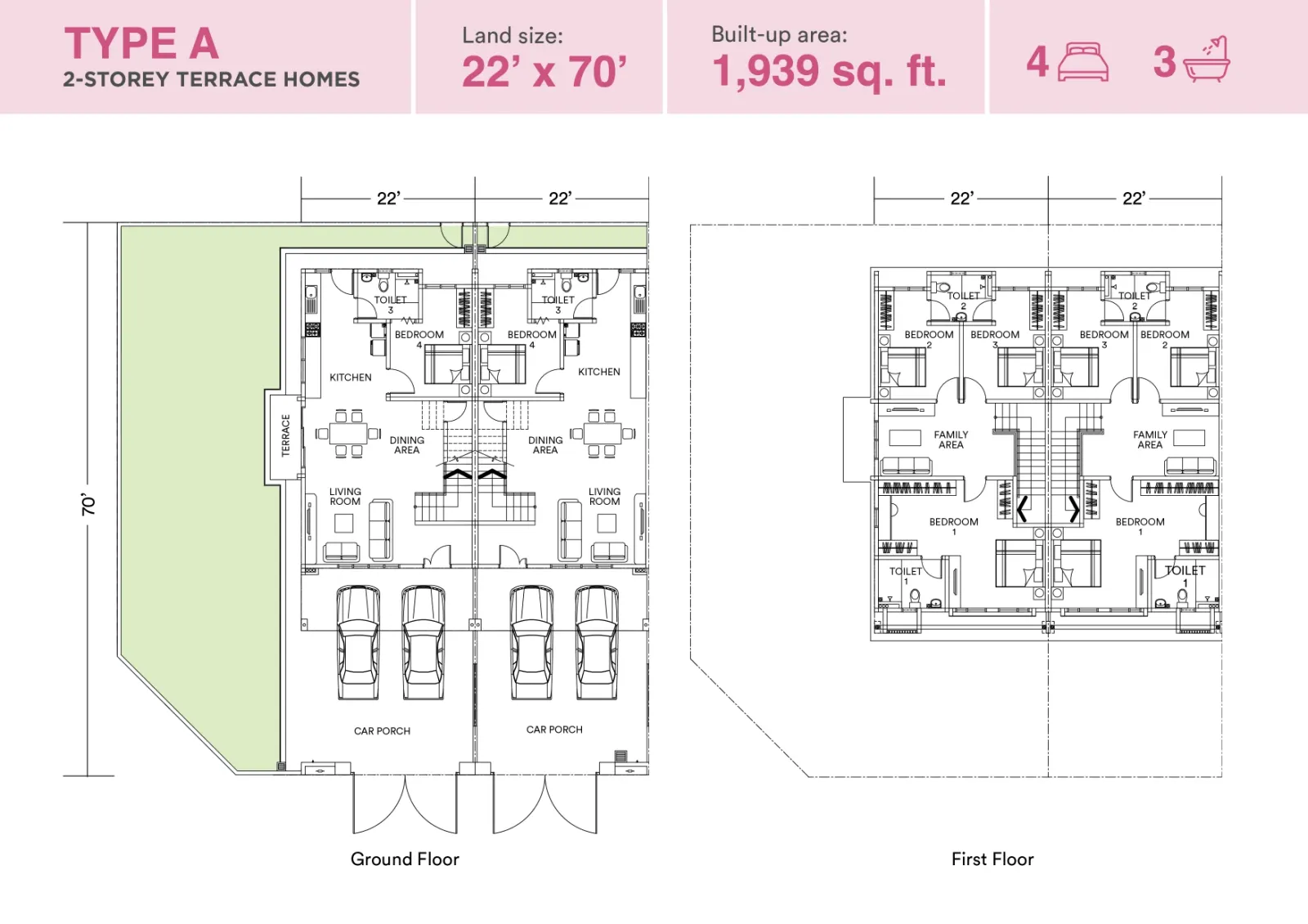 Astera Type A - 1939 sq.ft. floor plan