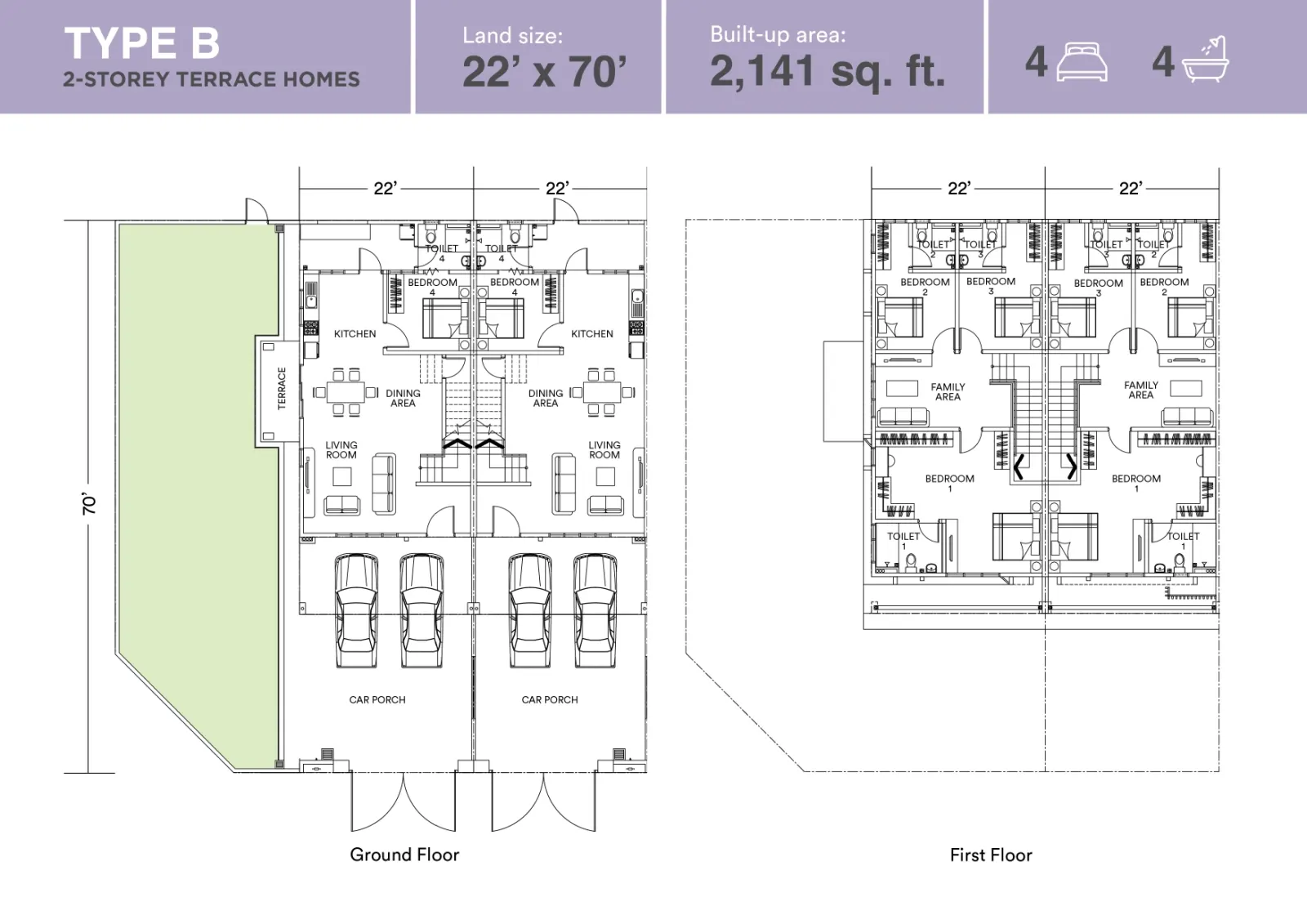 Astera Type B - 2141 sq.ft. floor plan