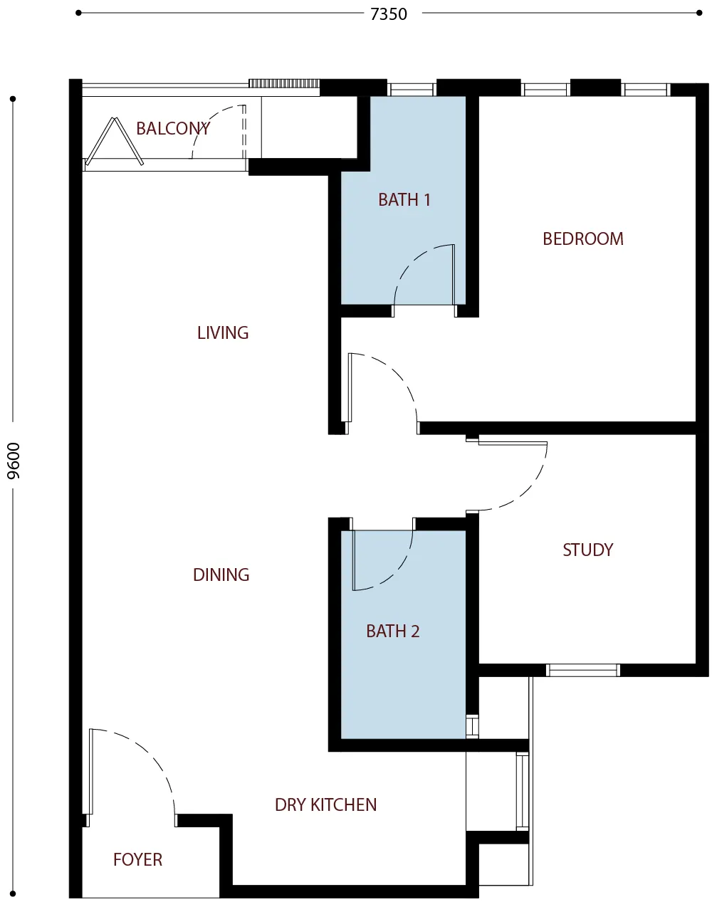 Residensi Bayu Damai Type A - 697sq.ft. floor plan