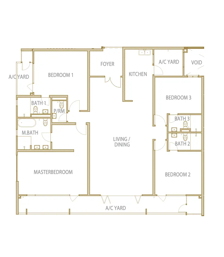 Cantonment Residence Penang Type A - 2,024Sq.Ft floor plan