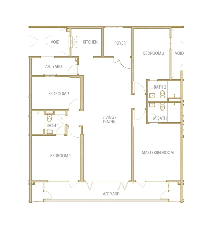 Cantonment Residence Penang Type B - 2,009Sq.Ft floor plan