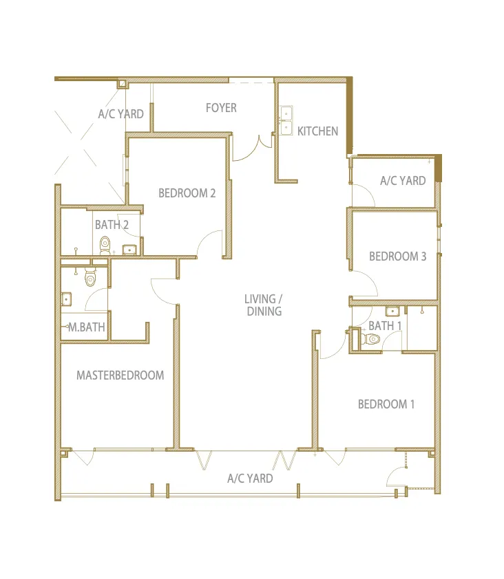 Cantonment Residence Penang Type C - 2,691Sq.Ft floor plan