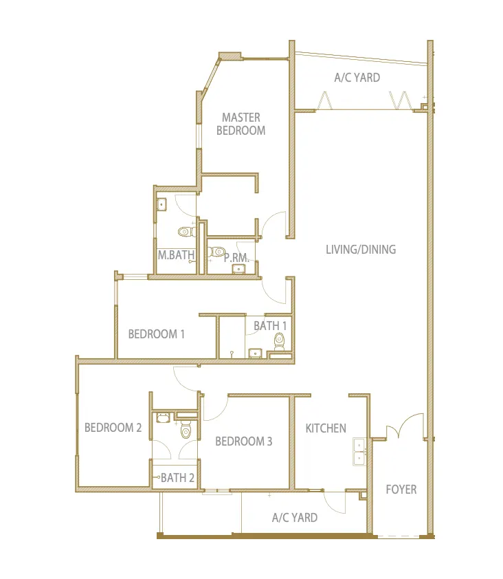 Cantonment Residence Penang Type D - 2,208Sq.Ft floor plan