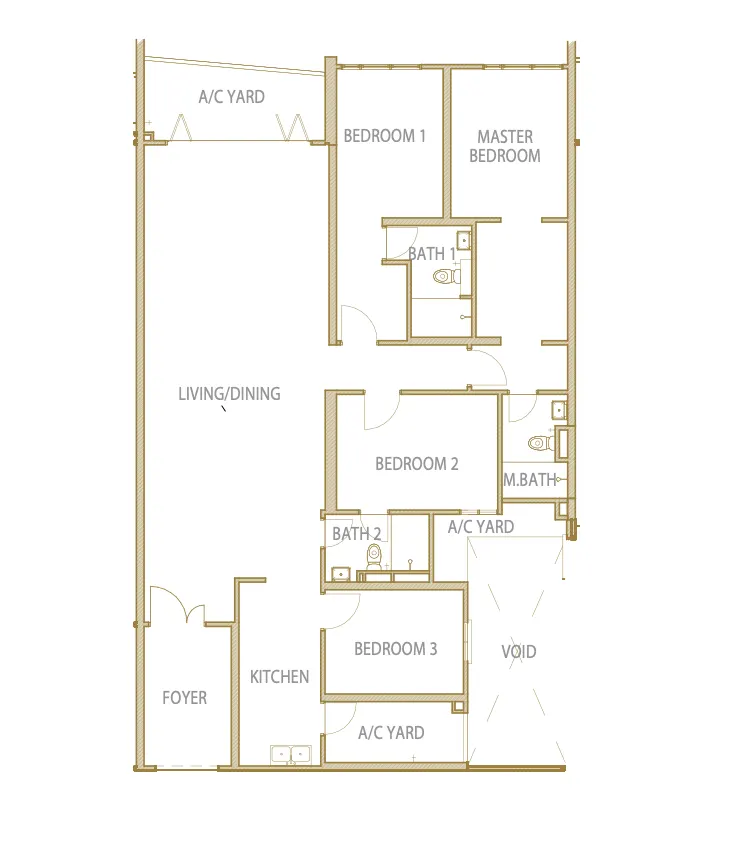 Cantonment Residence Penang Type E - 2,061Sq.Ft floor plan