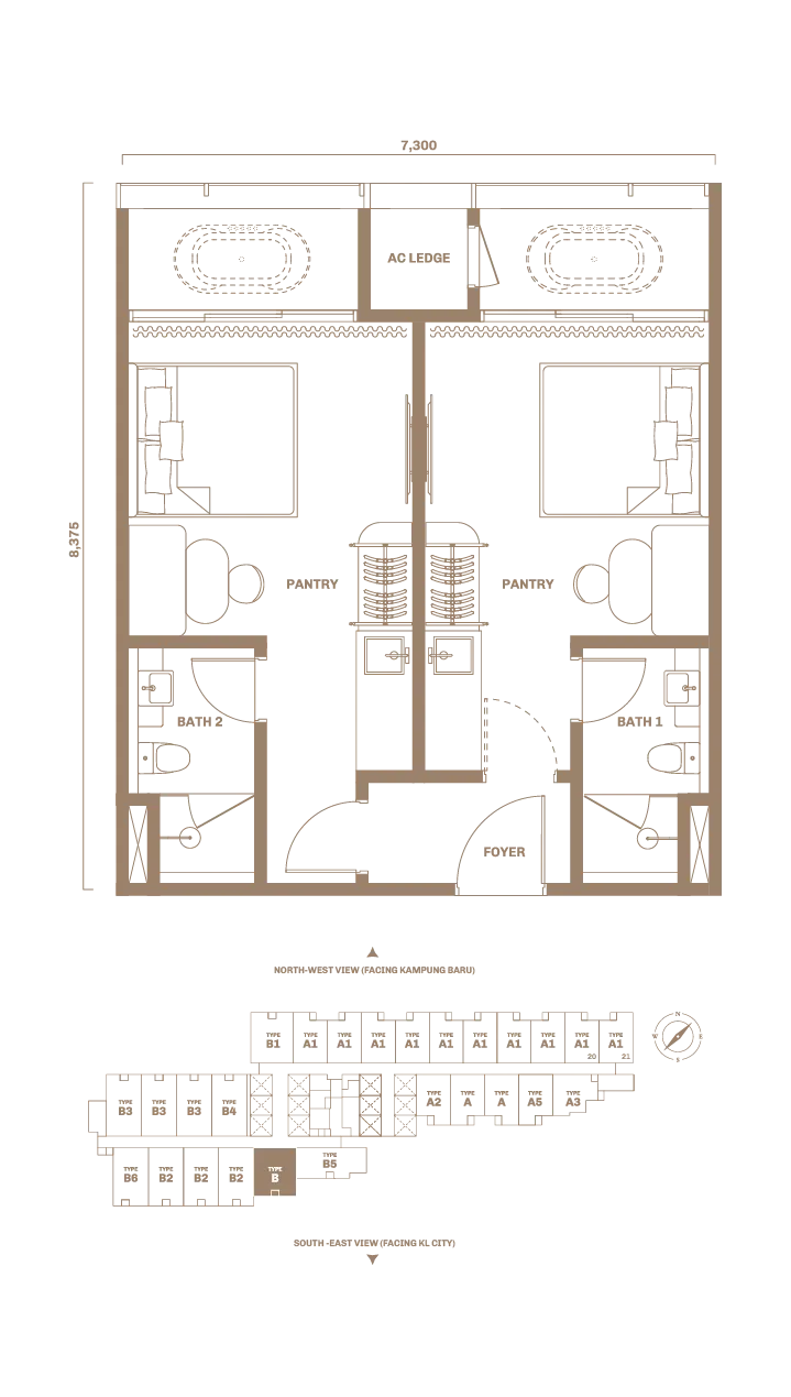 DIVINE KLCC Type B 657sft floor plan