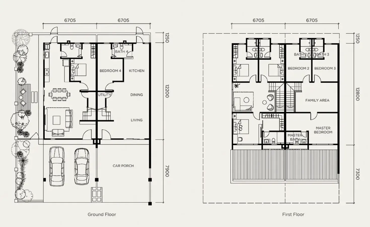 Embun Hills 2-STOREY TERRACE · 2,230 SQFT · 4 BEDROOM floor plan