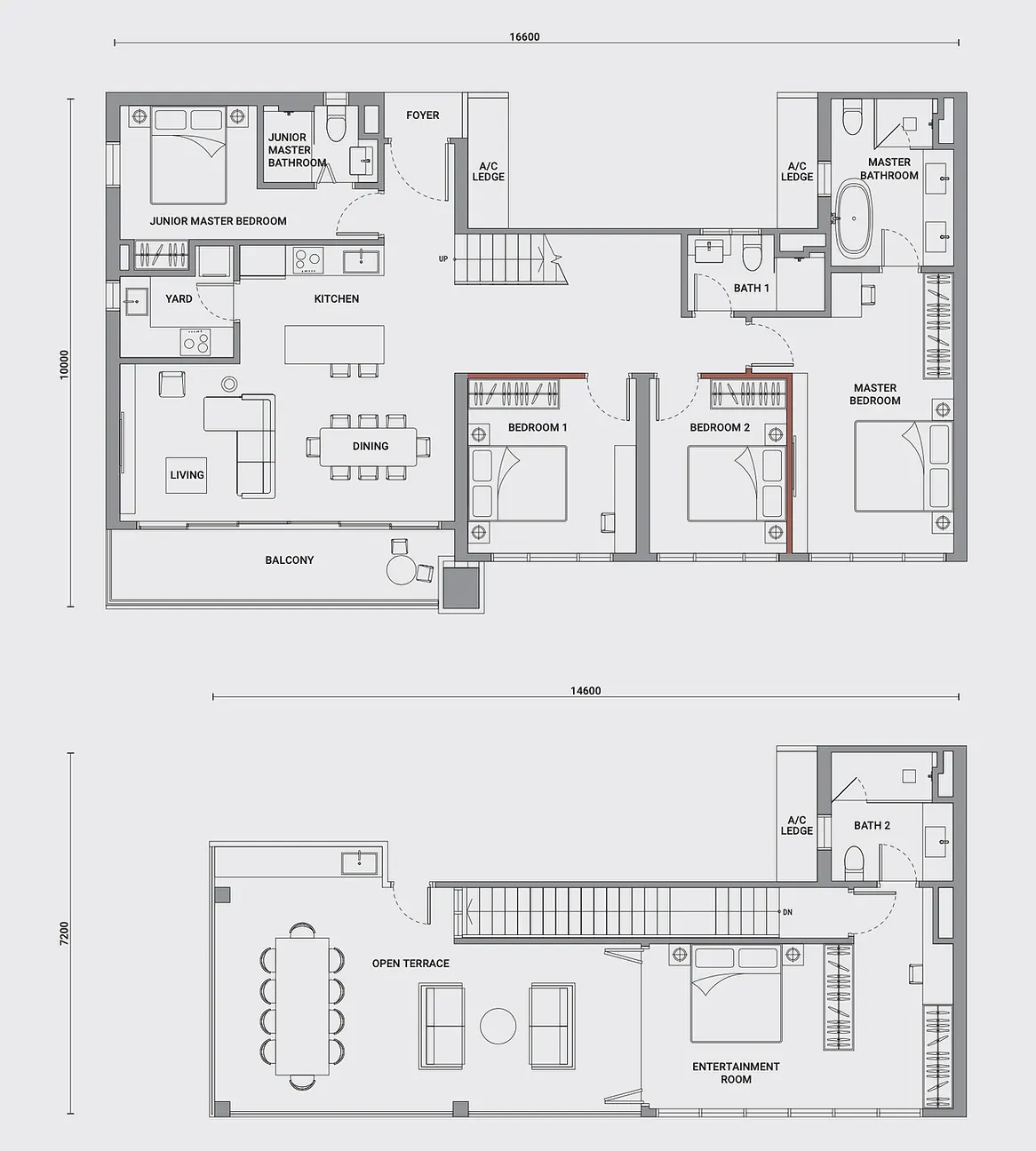 Enlace Suites 1 & 2 Type RG1 - Terrace Built-Up: 409 Sqft / Built-Up: 1,862 Sqft - 5 Bedrooms 4 Bathrooms floor plan