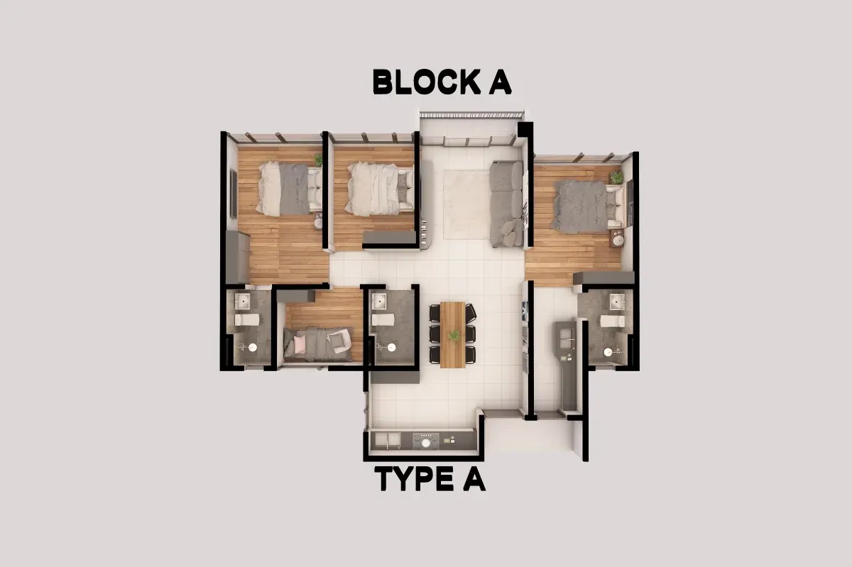 Forescape Metrioplace Type A 1,098 sqft floor plan