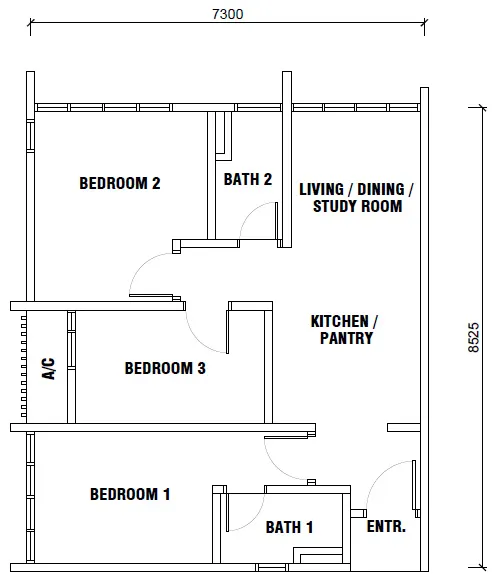 Gen Sphere Type C - 652SQFT floor plan