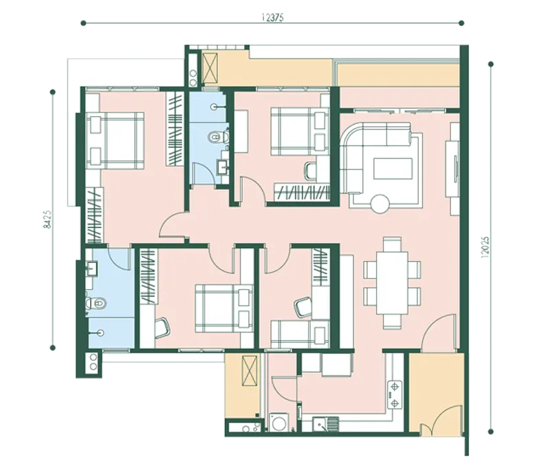 Goodwood Residence (GW Residence) TYPE D - 1,430.40 Sq.Ft floor plan