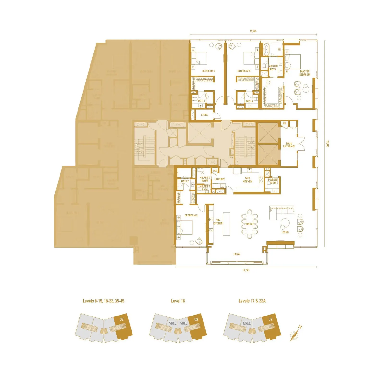 Imperial Residence - Pavilion Damansara Heights TYPE H2 4,090 sq.ft. (380 sq.m.) floor plan