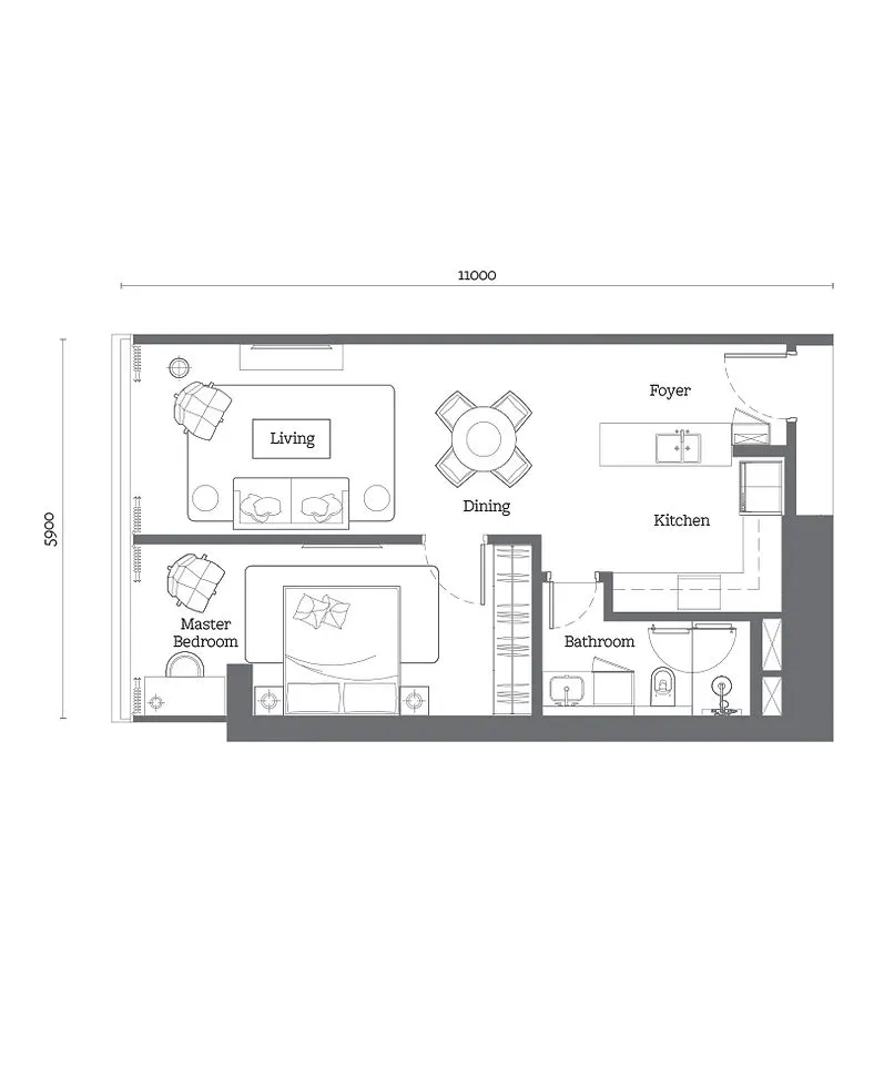 Jewel by Oxley Tower Type B1 - 678 sf floor plan