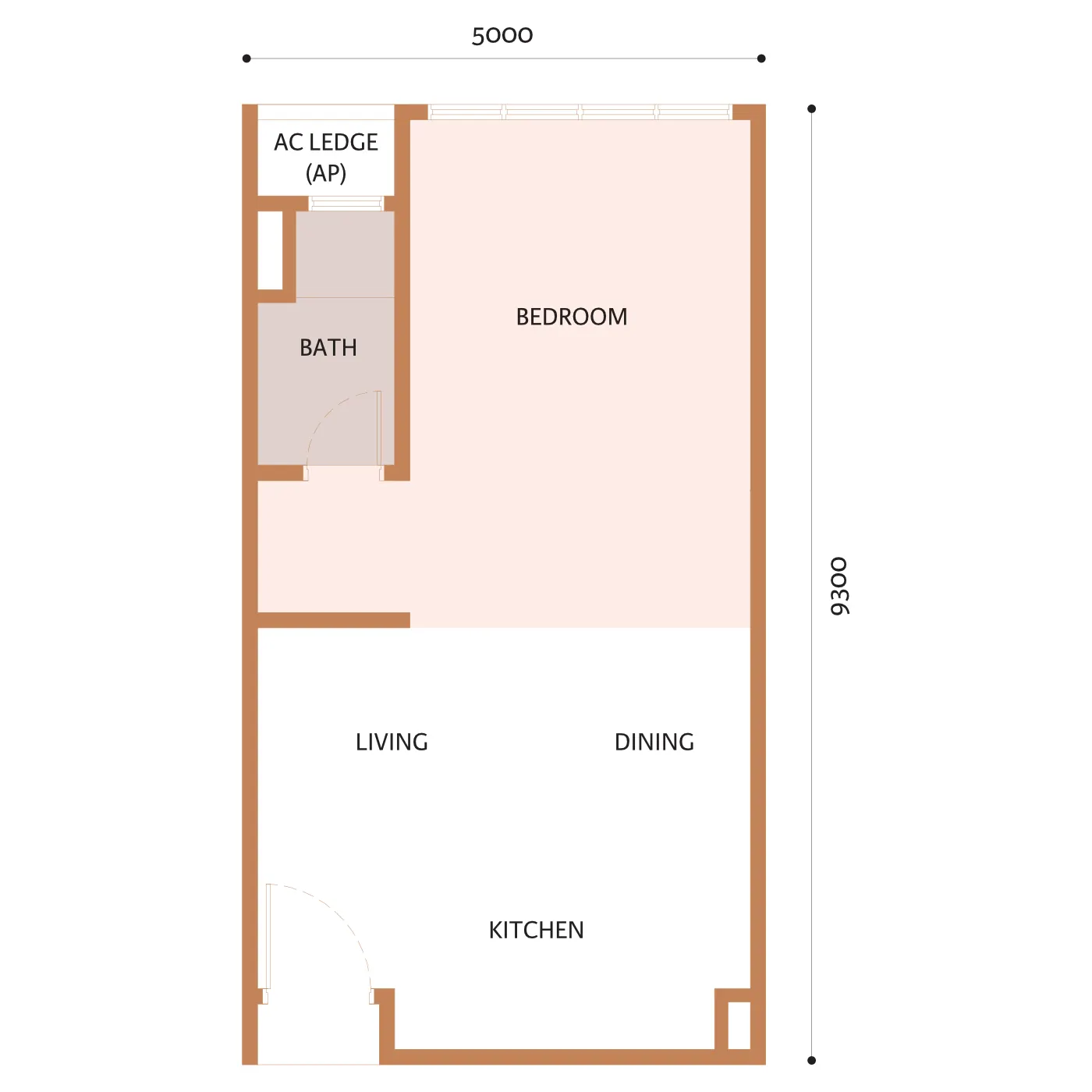 Larkinton Type A - 501 sq.ft. floor plan