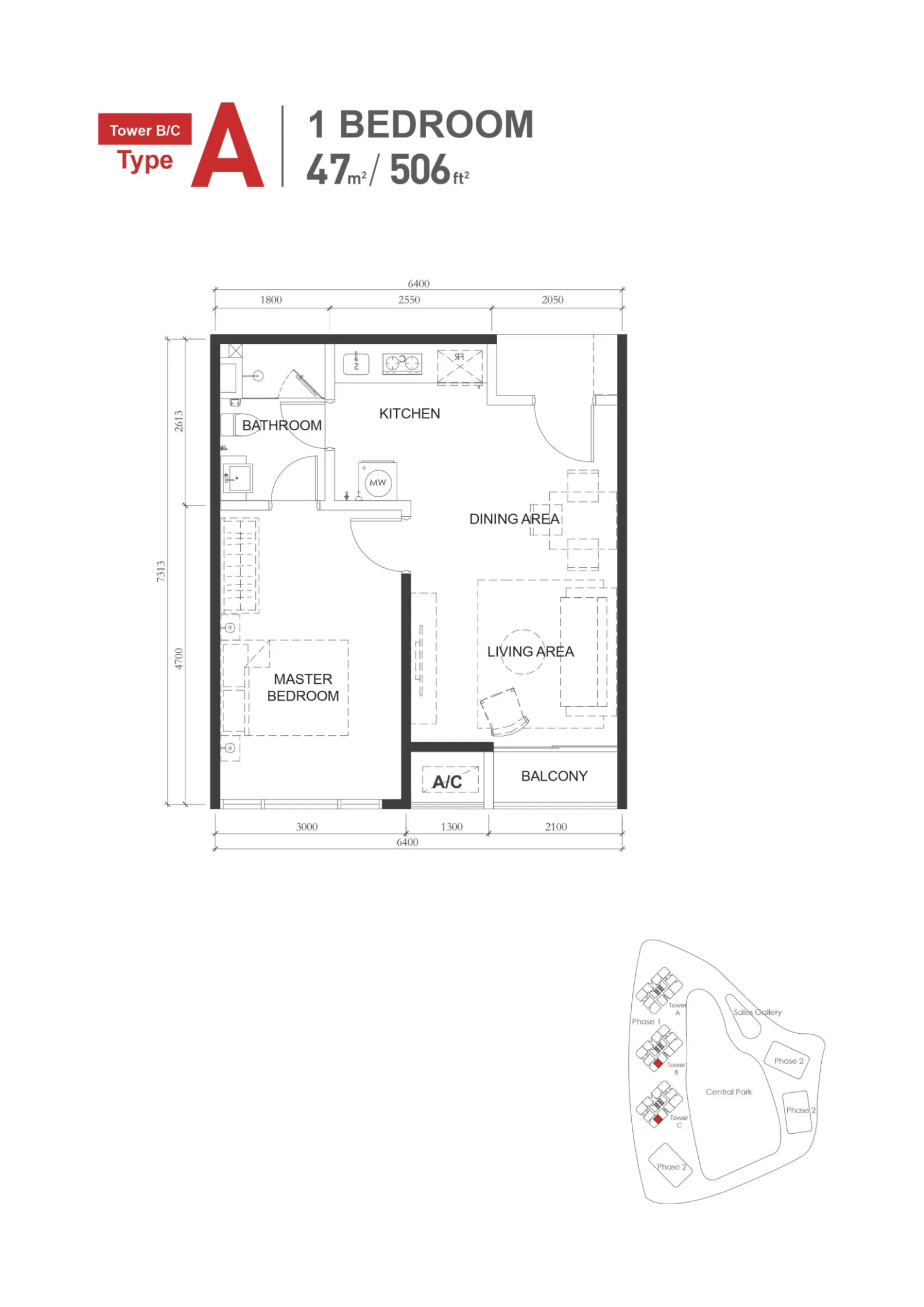 Macrolink Medini Type A - 506 sq.ft. floor plan