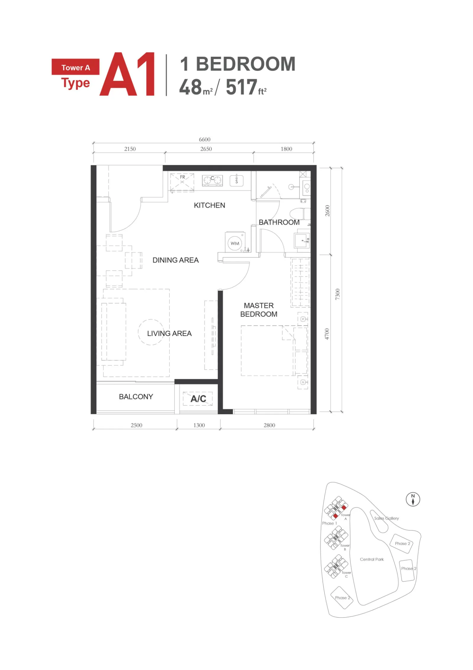 Macrolink Medini Type A1 - 517 sq.ft. floor plan