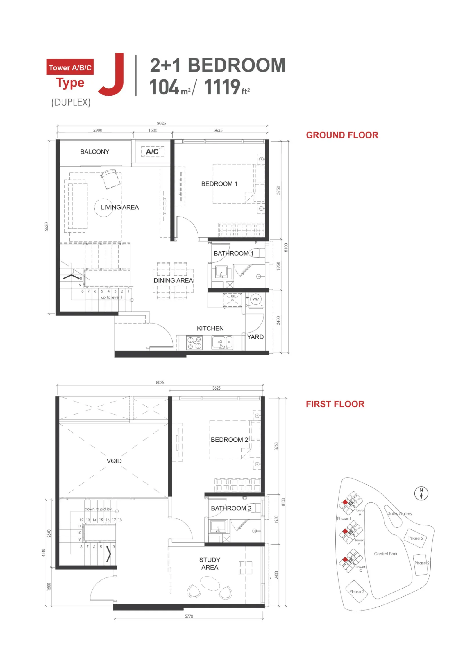 Macrolink Medini Type J - 1119 sq.ft. floor plan