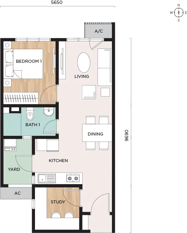 NARA Shorea Park Type A 560 SQ.FT. floor plan