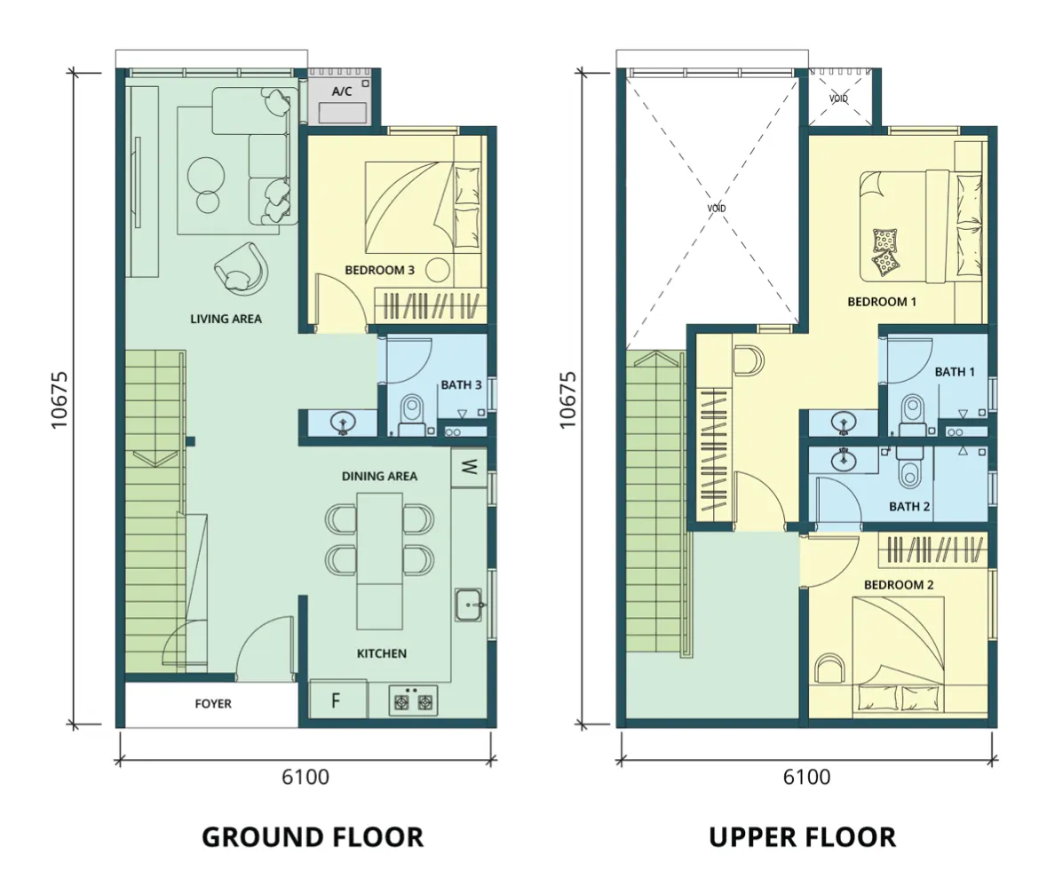 Ponderosa Regency Type D (Duplex) – 1,211 sq.ft. floor plan