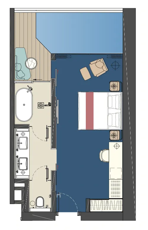 Royal Lexis Type A (573 sqft) 🏠 1 Bed 🏊 Private Pool floor plan