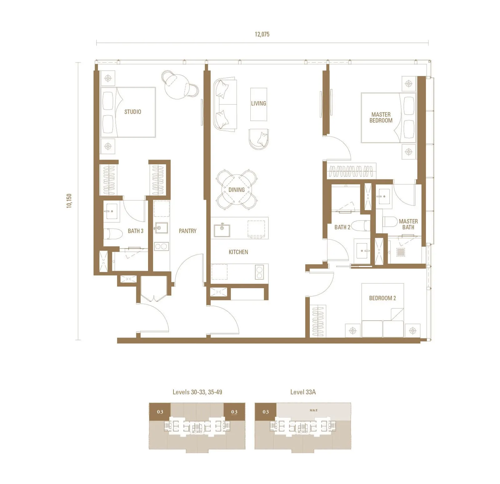 Royal Suites - Pavilion Damansara Heights TYPE DK1 - 1,302 sq. ft. (121 sq. m.) floor plan