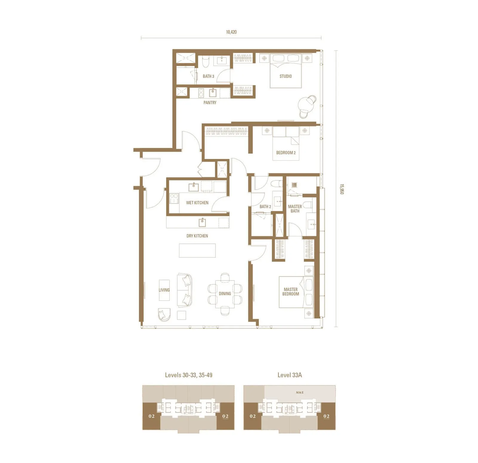 Royal Suites - Pavilion Damansara Heights TYPE DK2 - 1,679 sq. ft. (156 sq. m.) floor plan