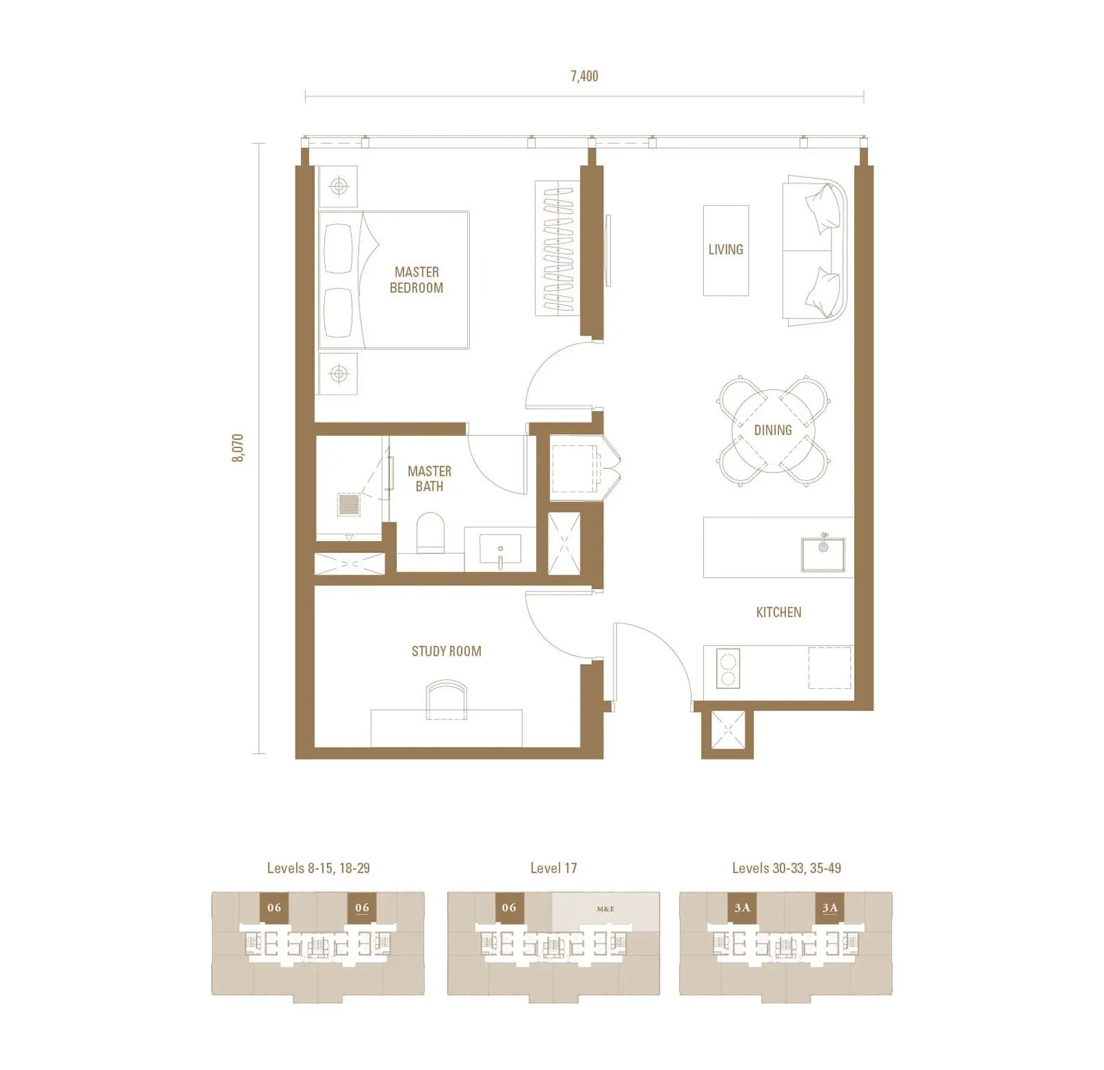 Royal Suites - Pavilion Damansara Heights TYPE J1 - 635 sq. ft. (59 sq. m.) floor plan