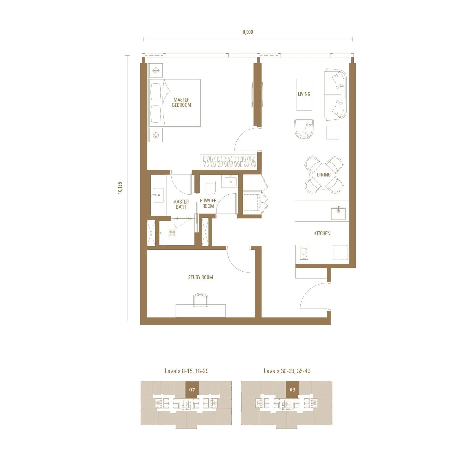 Royal Suites - Pavilion Damansara Heights TYPE J4 850 sq. ft. (79 sq. m.) floor plan