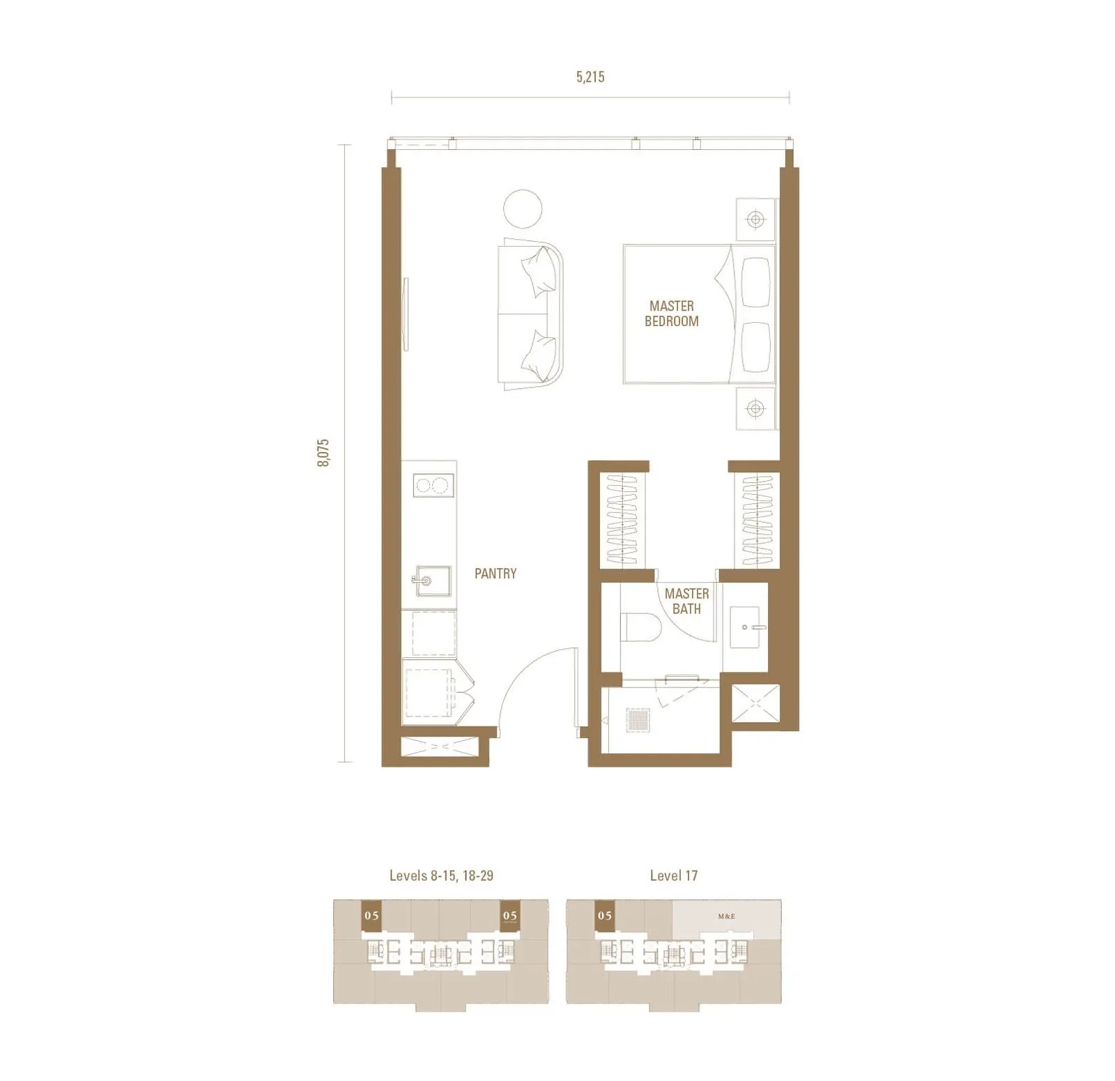 Royal Suites - Pavilion Damansara Heights TYPE S1 - 452 sq. ft. (42 sq. m.) floor plan