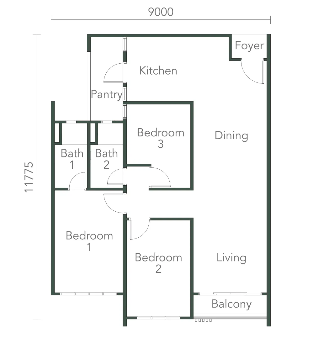Southkey NADI Residence Type C – 1,050 sq.ft. floor plan